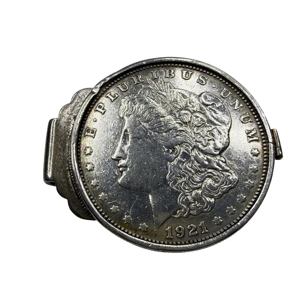 Vintage Anson Sterling Silver 1921 Morgan Dollar Coin Money Clip